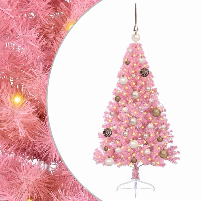 Pom de Crăciun artificial pre-iluminat Roz 120 cm PVC WALTI