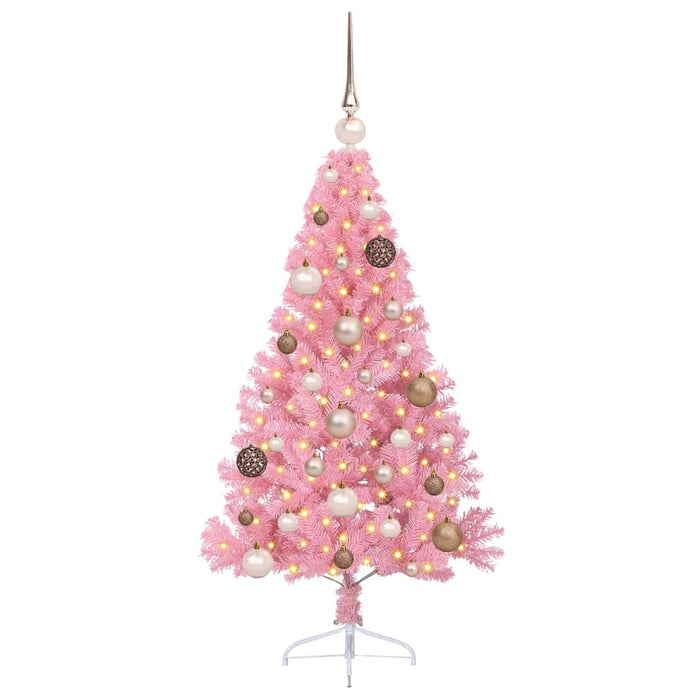 Pom de Crăciun artificial pre-iluminat Roz 120 cm PVC WALTI