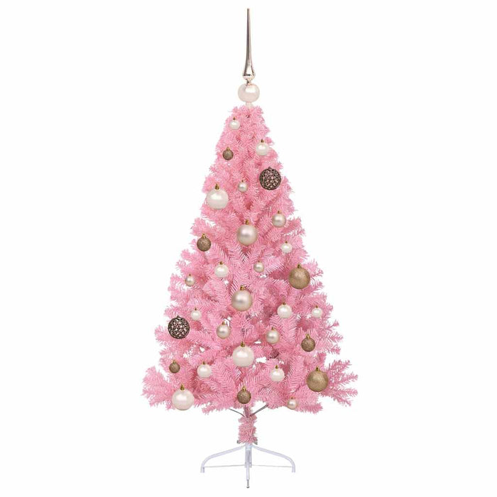 Pom de Crăciun artificial pre-iluminat Roz 120 cm PVC WALTI