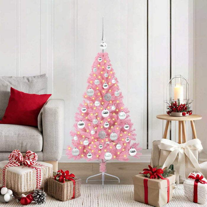 Pom de Crăciun artificial pre-iluminat Roz 120 cm PVC - WALTI WALTI