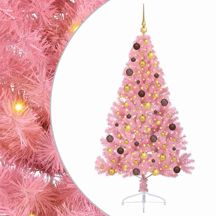 Pom de Crăciun artificial pre-iluminat Roz 180 cm PVC WALTI