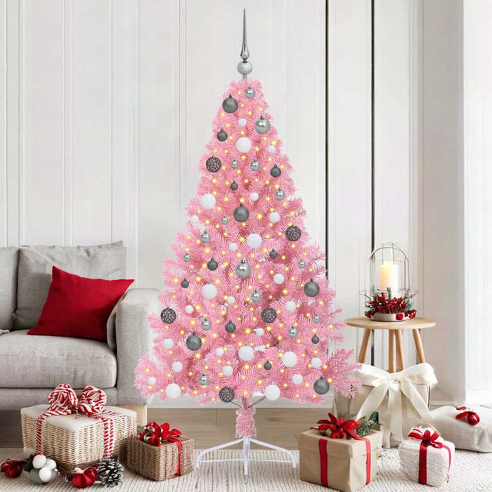 Pom de Crăciun artificial pre-iluminat Roz 180 cm PVC - WALTI WALTI