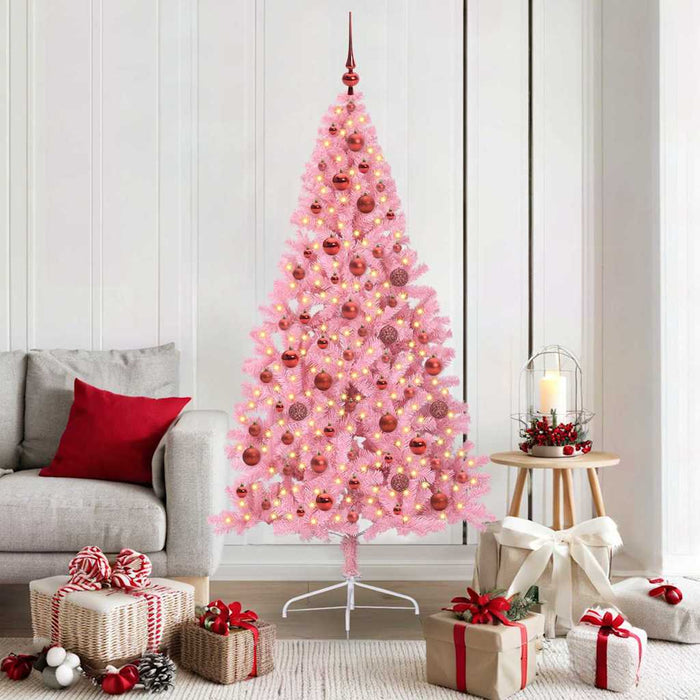 Pom de Crăciun artificial pre-iluminat Roz 180 cm PVC - WALTI WALTI