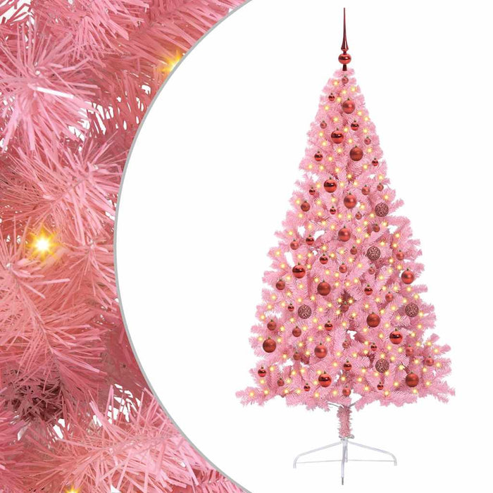 Pom de Crăciun artificial pre-iluminat Roz 180 cm PVC - WALTI WALTI
