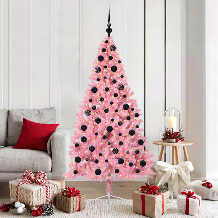 Pom de Crăciun artificial pre-iluminat Roz 180 cm PVC - WALTI WALTI