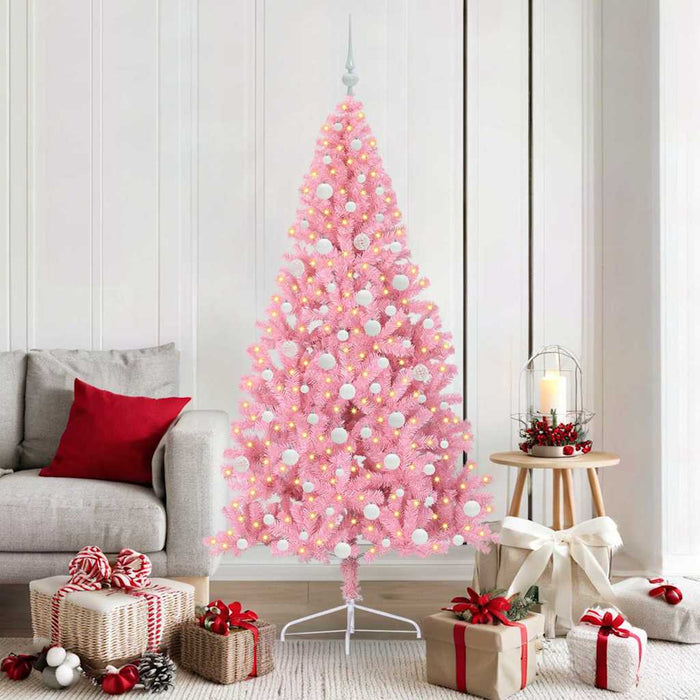 Pom de Crăciun artificial pre-iluminat Roz 180 cm PVC - WALTI WALTI
