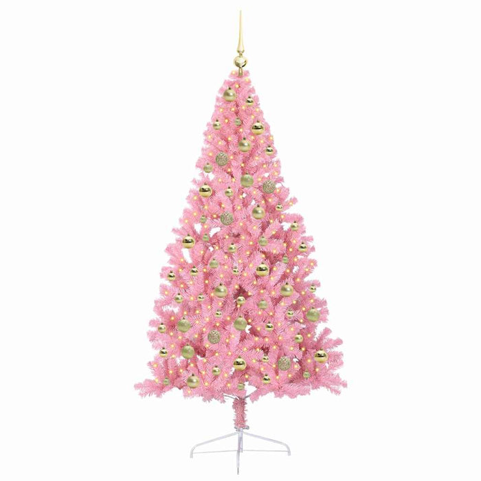 Pom de Crăciun artificial pre-iluminat Roz 180 cm PVC WALTI