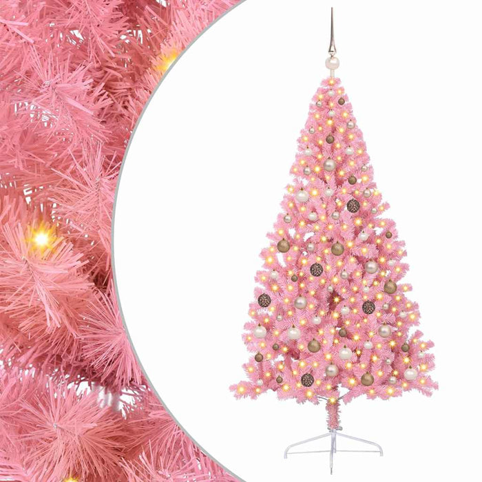 Pom de Crăciun artificial pre-iluminat Roz 210 cm PVC WALTI