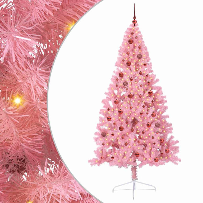 Pom de Crăciun artificial pre-iluminat Roz 210 cm PVC WALTI