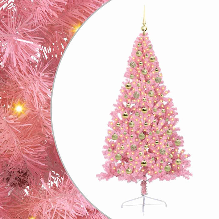Pom de Crăciun artificial pre-iluminat Roz 210 cm PVC - WALTI WALTI
