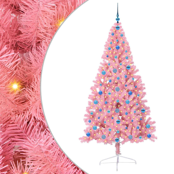 Pom de Crăciun artificial pre-iluminat Roz 210 cm PVC WALTI