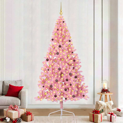 Pom de Crăciun artificial pre-iluminat Roz 240 cm PVC - WALTI WALTI