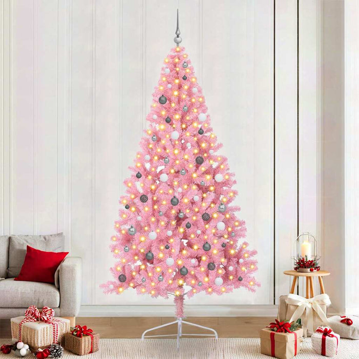 Pom de Crăciun artificial pre-iluminat Roz 240 cm PVC - WALTI WALTI
