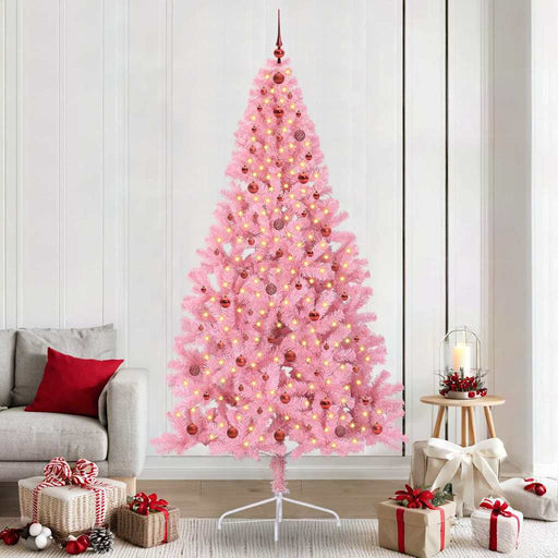 Pom de Crăciun artificial pre-iluminat Roz 240 cm PVC - WALTI WALTI