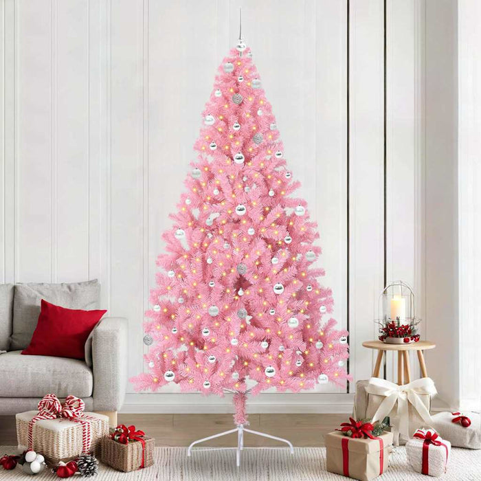 Pom de Crăciun artificial pre-iluminat Roz 240 cm PVC - WALTI WALTI