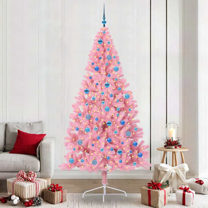 Pom de Crăciun artificial pre-iluminat Roz 240 cm PVC - WALTI WALTI