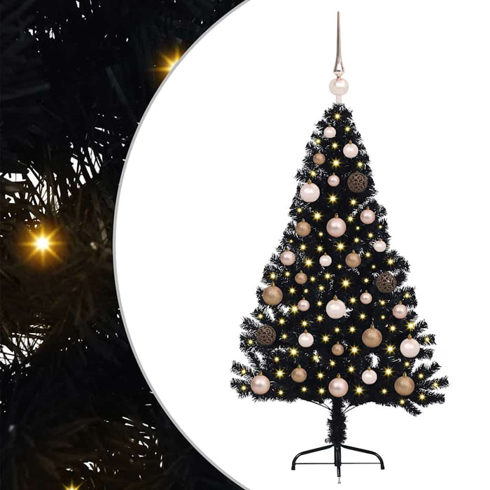 Pom de Crăciun artificial pre-iluminat Negru 120 cm PVC WALTI