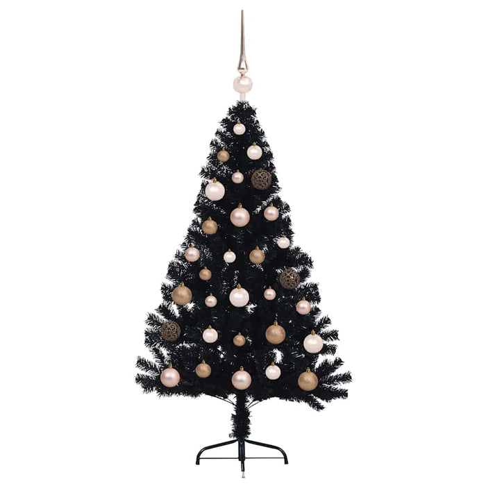 Pom de Crăciun artificial pre-iluminat Negru 120 cm PVC WALTI