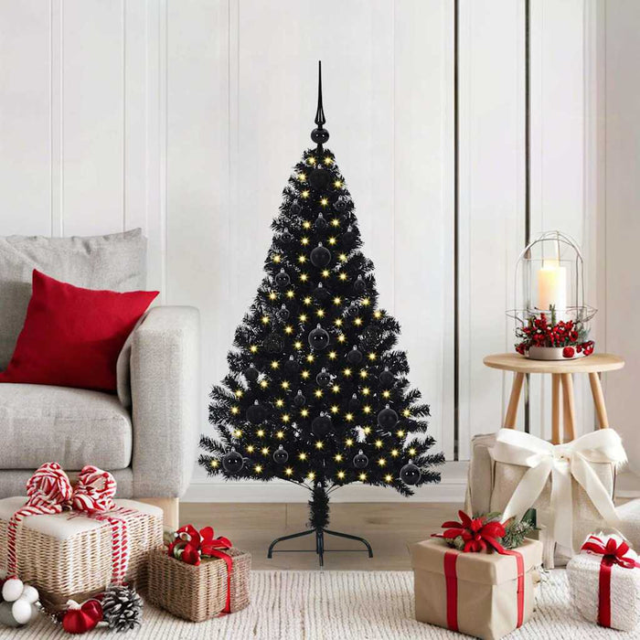 Pom de Crăciun artificial pre-iluminat Negru 120 cm PVC - WALTI WALTI