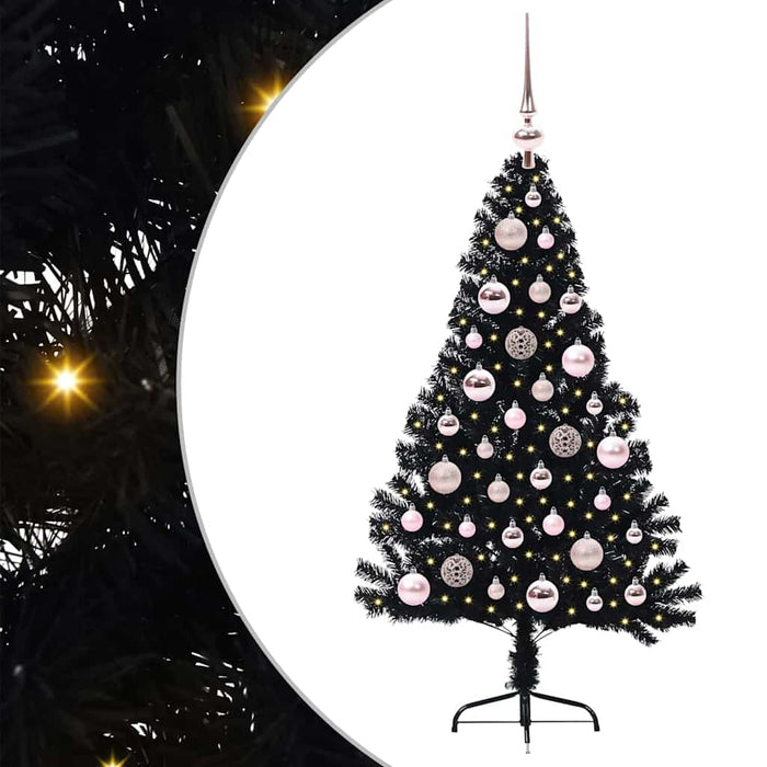 Pom de Crăciun artificial pre-iluminat Negru 120 cm PVC - WALTI WALTI