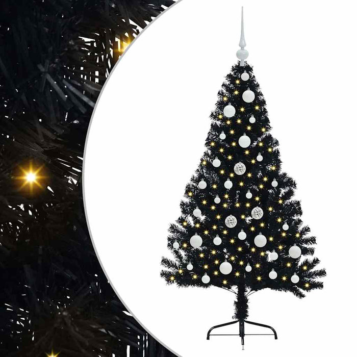 Pom de Crăciun artificial pre-iluminat Negru 120 cm PVC - WALTI WALTI