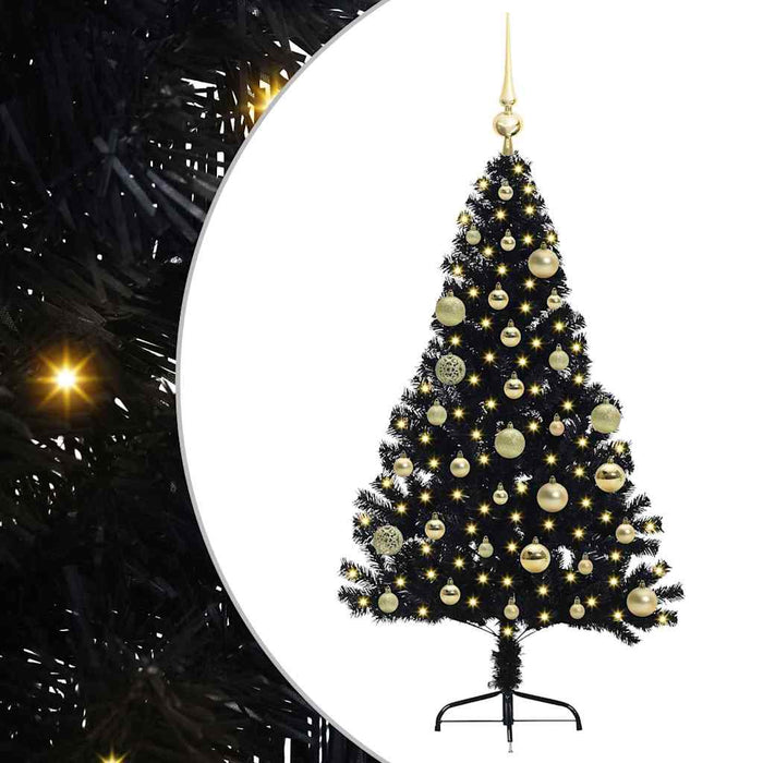 Pom de Crăciun artificial pre-iluminat Negru 120 cm PVC - WALTI WALTI