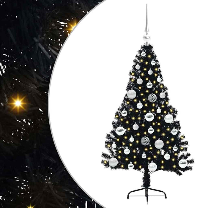 Pom de Crăciun artificial pre-iluminat Negru 120 cm PVC - WALTI WALTI