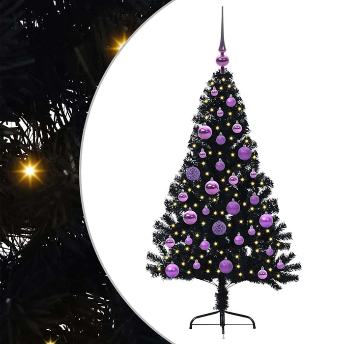 Pom de Crăciun artificial pre-iluminat Negru 120 cm PVC - WALTI WALTI