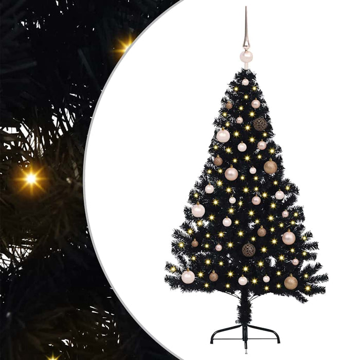 Pom de Crăciun artificial pre-iluminat Negru 150 cm PVC - WALTI WALTI
