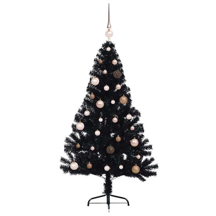Pom de Crăciun artificial pre-iluminat Negru 150 cm PVC - WALTI WALTI