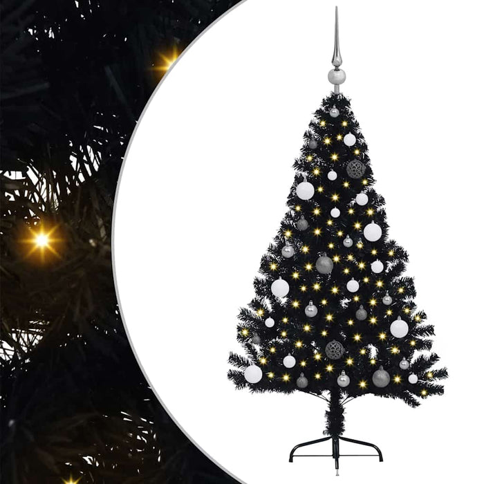 Pom de Crăciun artificial pre-iluminat Negru 150 cm PVC - WALTI WALTI