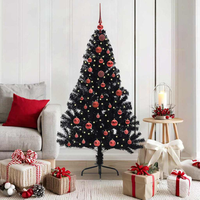Pom de Crăciun artificial pre-iluminat Negru 150 cm PVC - WALTI WALTI