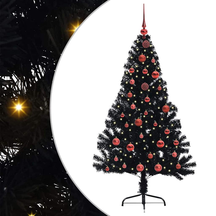 Pom de Crăciun artificial pre-iluminat Negru 150 cm PVC - WALTI WALTI