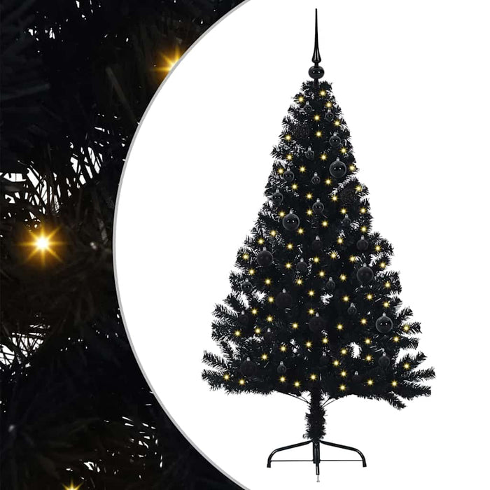 Pom de Crăciun artificial pre-iluminat Negru 150 cm PVC - WALTI WALTI