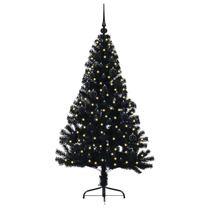 Pom de Crăciun artificial pre-iluminat Negru 150 cm PVC - WALTI WALTI