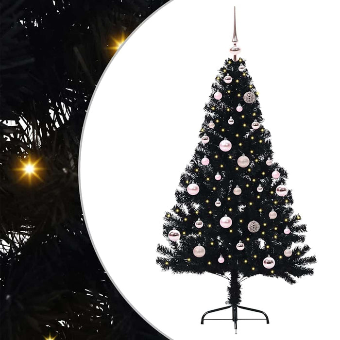 Pom de Crăciun artificial pre-iluminat Negru 150 cm PVC - WALTI WALTI