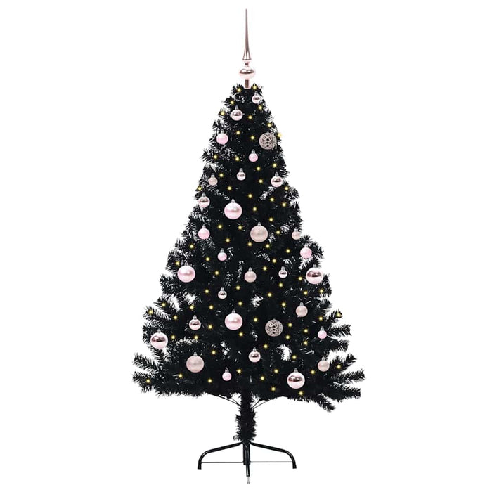 Pom de Crăciun artificial pre-iluminat Negru 150 cm PVC - WALTI WALTI