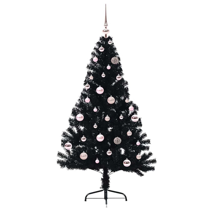 Pom de Crăciun artificial pre-iluminat Negru 150 cm PVC - WALTI WALTI