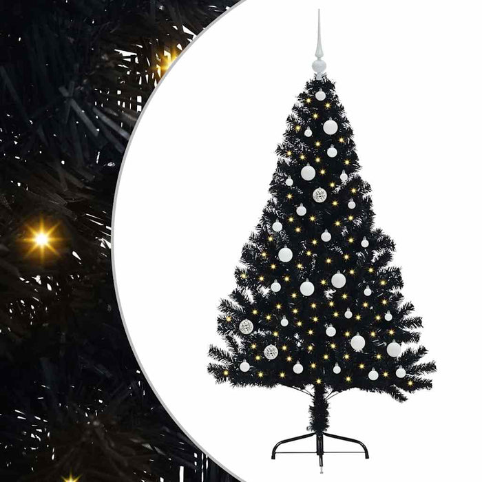 Pom de Crăciun artificial pre-iluminat Negru 150 cm PVC - WALTI WALTI
