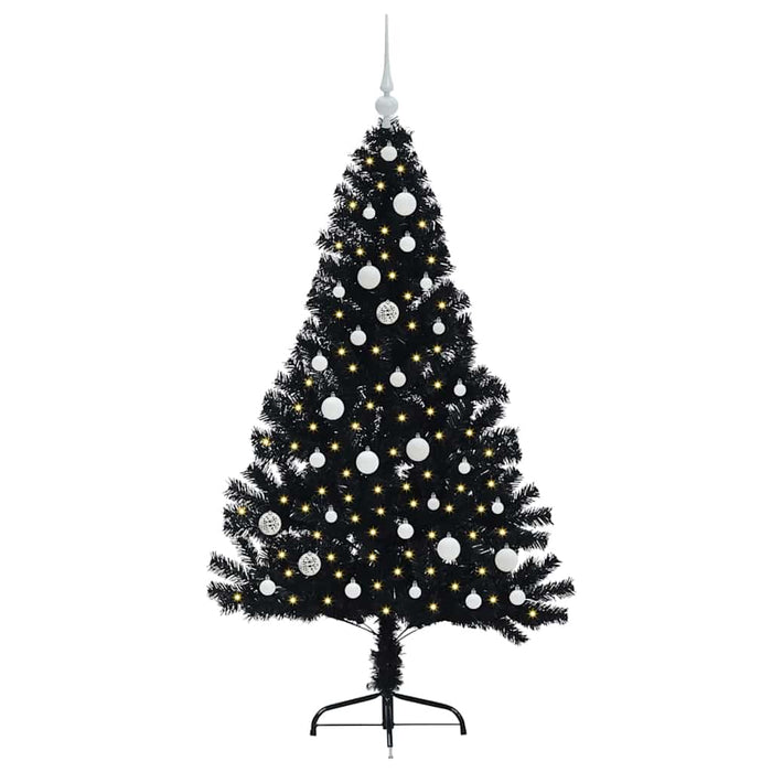 Pom de Crăciun artificial pre-iluminat Negru 150 cm PVC - WALTI WALTI