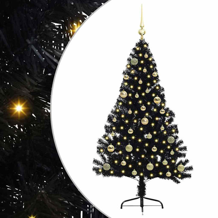 Pom de Crăciun artificial pre-iluminat Negru 150 cm PVC - WALTI WALTI