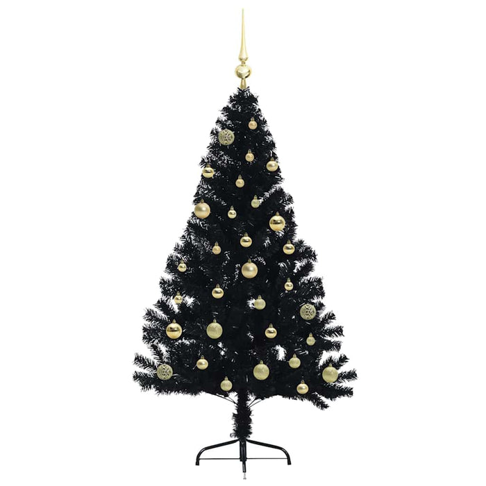 Pom de Crăciun artificial pre-iluminat Negru 150 cm PVC - WALTI WALTI