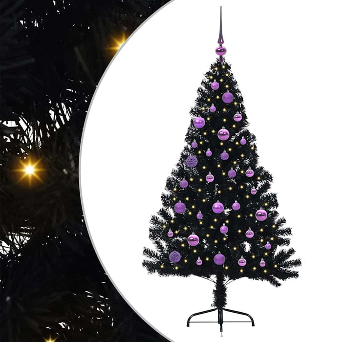 Pom de Crăciun artificial pre-iluminat Negru 150 cm PVC - WALTI WALTI
