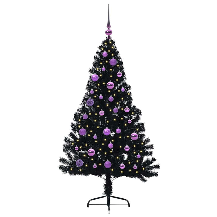 Pom de Crăciun artificial pre-iluminat Negru 150 cm PVC - WALTI WALTI