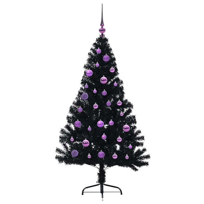 Pom de Crăciun artificial pre-iluminat Negru 150 cm PVC - WALTI WALTI