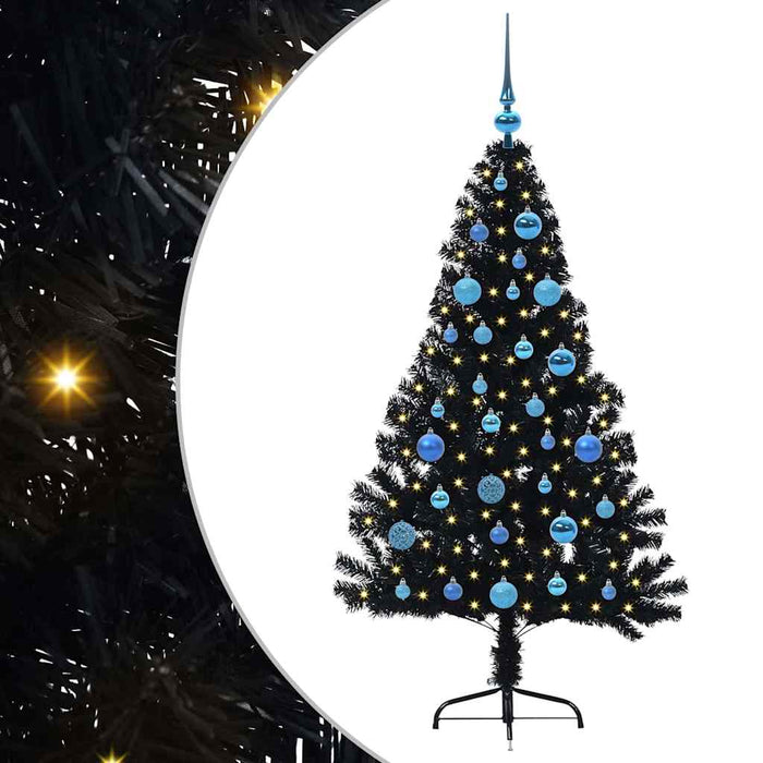 Pom de Crăciun artificial pre-iluminat Negru 150 cm PVC - WALTI WALTI