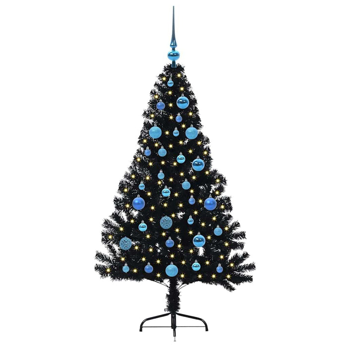 Pom de Crăciun artificial pre-iluminat Negru 150 cm PVC - WALTI WALTI