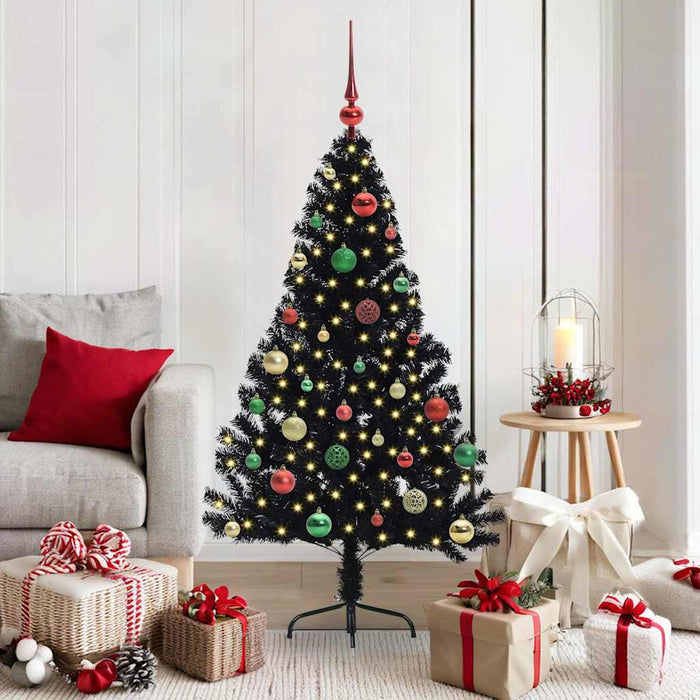 Pom de Crăciun artificial pre-iluminat Negru 150 cm PVC - WALTI WALTI
