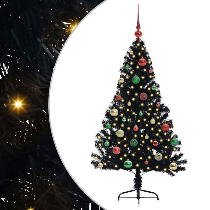 Pom de Crăciun artificial pre-iluminat Negru 150 cm PVC - WALTI WALTI