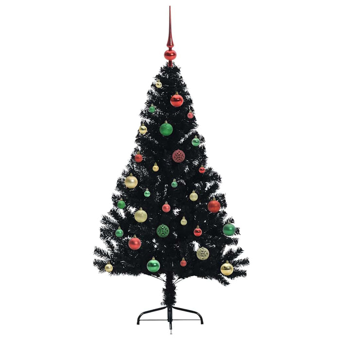 Pom de Crăciun artificial pre-iluminat Negru 150 cm PVC - WALTI WALTI